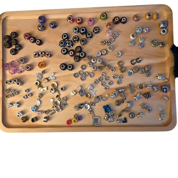 Source Unknown Jewelry - Assorted Charm Beads Silvertone Glass Spacers Dangle